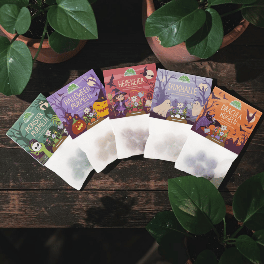 Halloween Blumenmurmeln Set – 25 Saatkugeln in 5 Designs