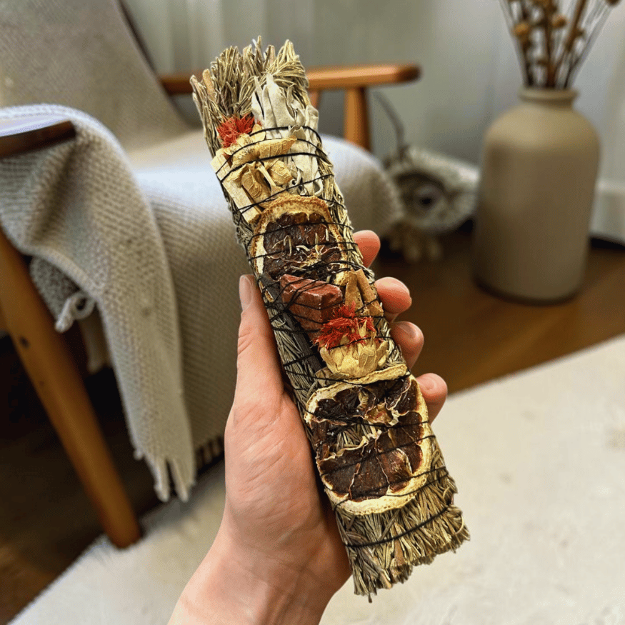 Große Ritual-Räucherbündel mit Kristall – Hergestellt in den USA