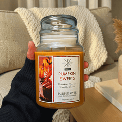 Große Pumpkin Sweets Duftkerze – Kürbis, Orange & Vanille (623 g)