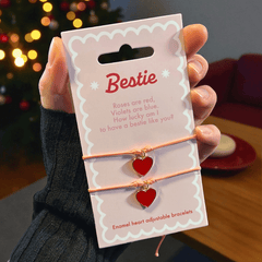 Besties Herz-Armband-Set – 2 Freundschaftsarmbänder mit Emaille-Charms