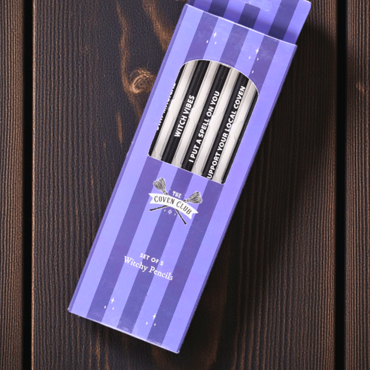 Bleistifte mit Witchy-Sprüchen – 5er Set für Notizen & Journaling