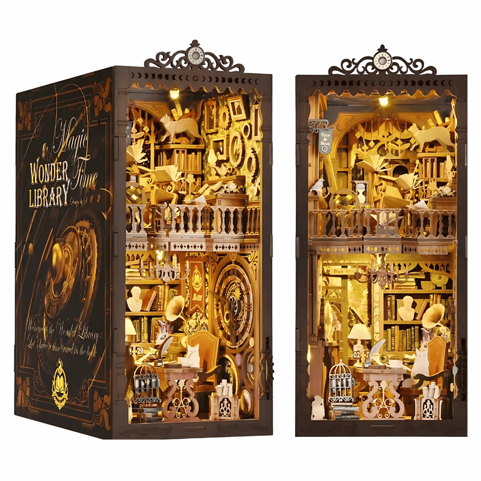 Book Nook Diorama – Leuchtende Miniaturwelt fürs Bücherregal (4 Designs zur Auswahl)