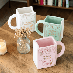 Buchförmige Pastel Tasse – Keramiktasse für Bücherwürmer