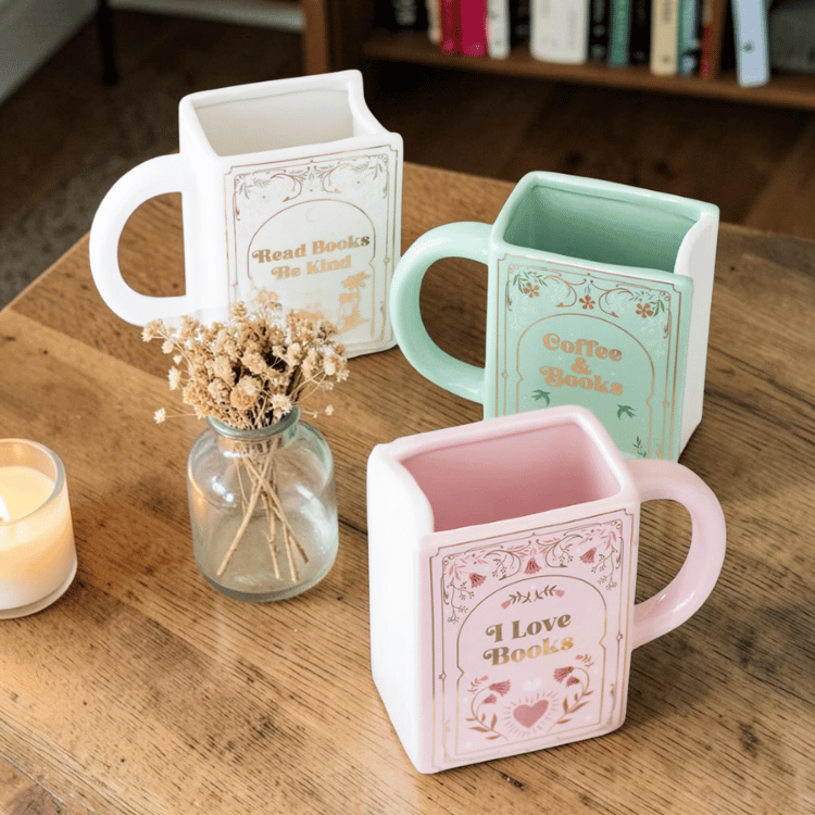 Buchförmige Pastel Tasse – Keramiktasse für Bücherwürmer
