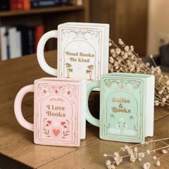 Buchförmige Pastel Tasse – Keramiktasse für Bücherwürmer