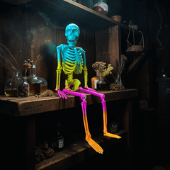 Buntes Hängeskelett mit beweglichen Gelenken für Summerween