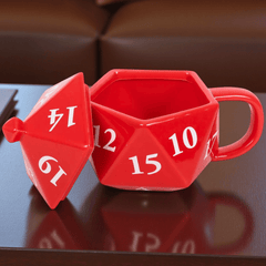 D20 Würfel Tasse – Keramik mit Deckel | Gaming Becher