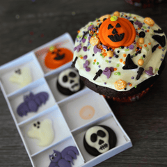 Essbare Halloween Zuckerdeko – Geister, Kürbis, Fledermaus & Totenkopf (8 Stück)