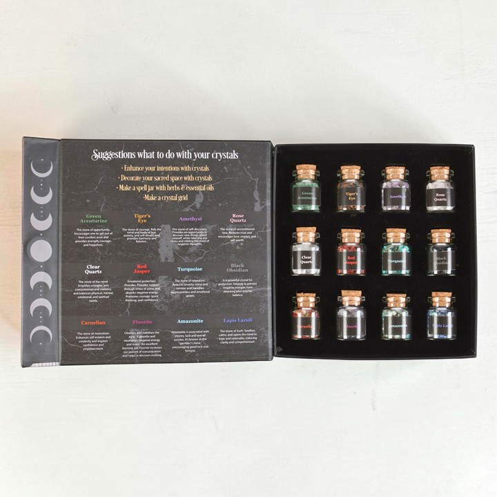 Kristallsplitter Set mit 12 Fläschchen für Zaubersprüche