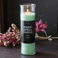 Glück Ritualkerze "Grüntee" – Witchy Zauberkerze für Intention & Rituale