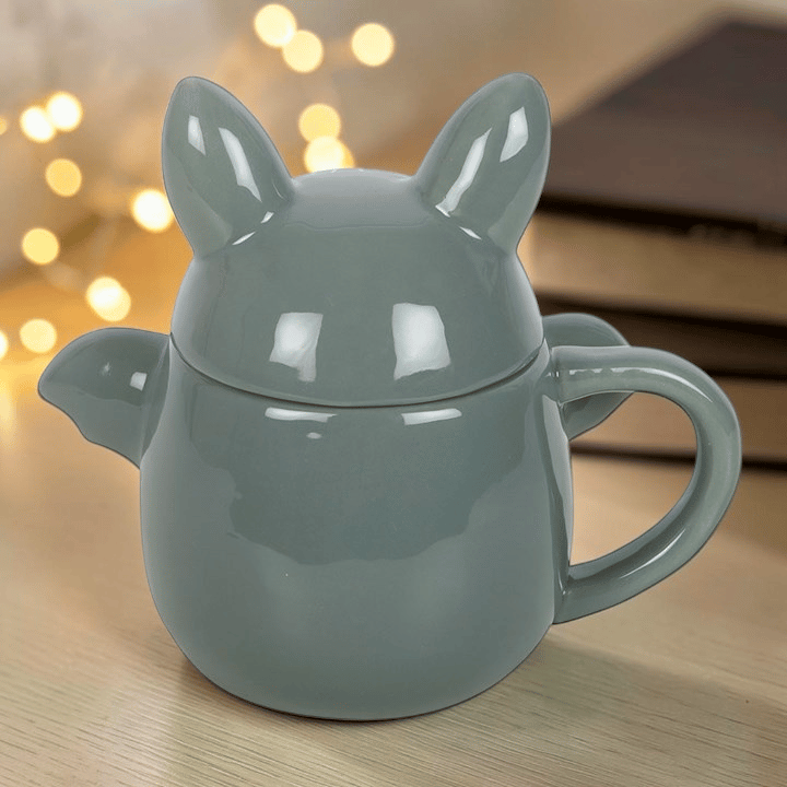Fledermaus Tasse mit Deckel – Keramiktasse mit Öhrchen