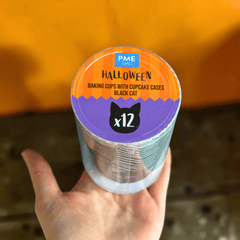 Halloween-Cupcakeförmchen mit schwarzer Katze – 12er-Set
