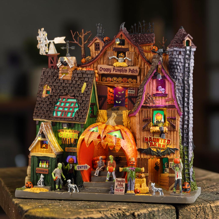 Creepy Pumpkin Patch – Beleuchtete Kürbisfeld Halloween Fassaden Deko