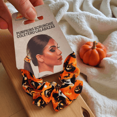 Halloween Haargummi mit Kürbis-Muster – Orange