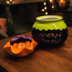 Halloween Keksdose Wicked Treats im Hexenkessel-Design