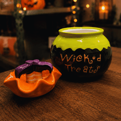 Halloween Keksdose Wicked Treats im Hexenkessel-Design