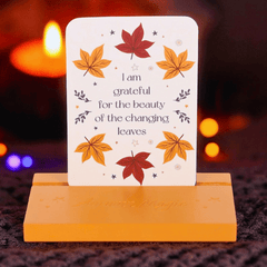 Herbst Affirmationskarten mit Holzständer