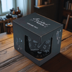 Hexentasse Crystal Witch – Schwarze Tasse mit Kristallprint