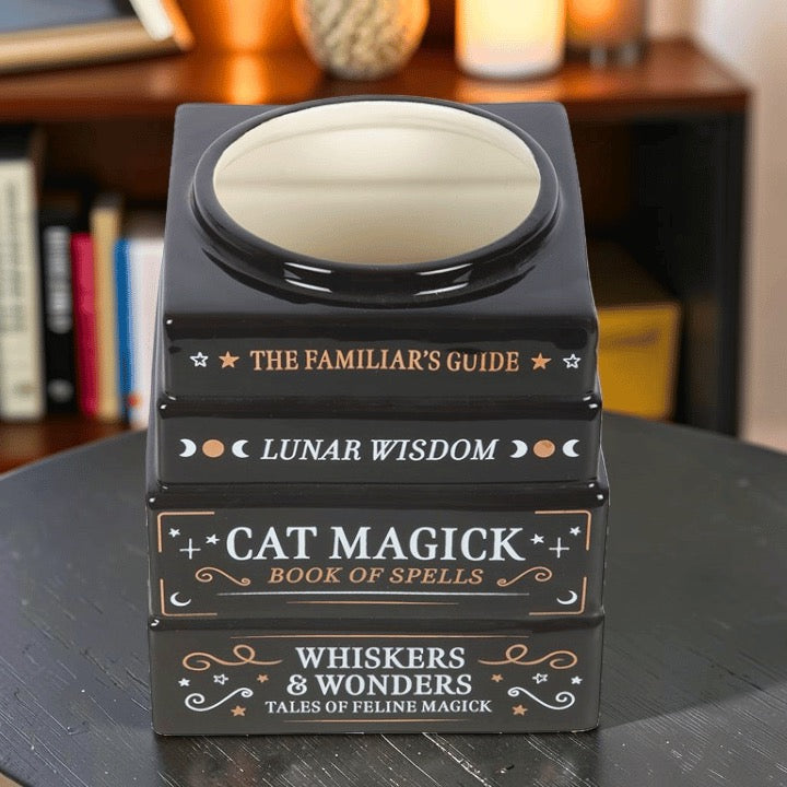 Katzenmagie Vase „Bücher der Magie“ – Witchy Deko Blumenvase