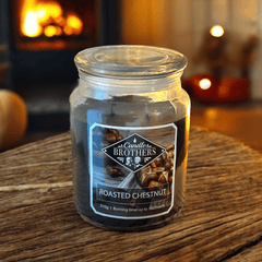 Duftkerze geröstete Kastanie – Würzig-holzige Herbstkerze im Glas (510g)