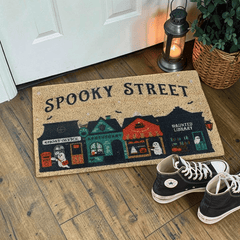Halloween-Fußmatte mit Spukhäusern und Geistern