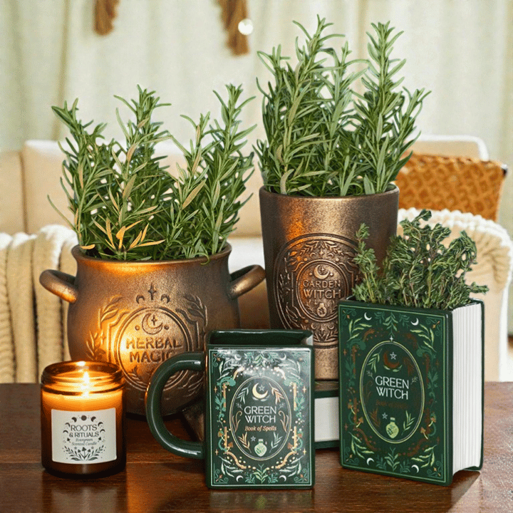 Herbal Magic Kessel-Blumentopf – Terrakotta Pflanzenkessel in Bronzeoptik