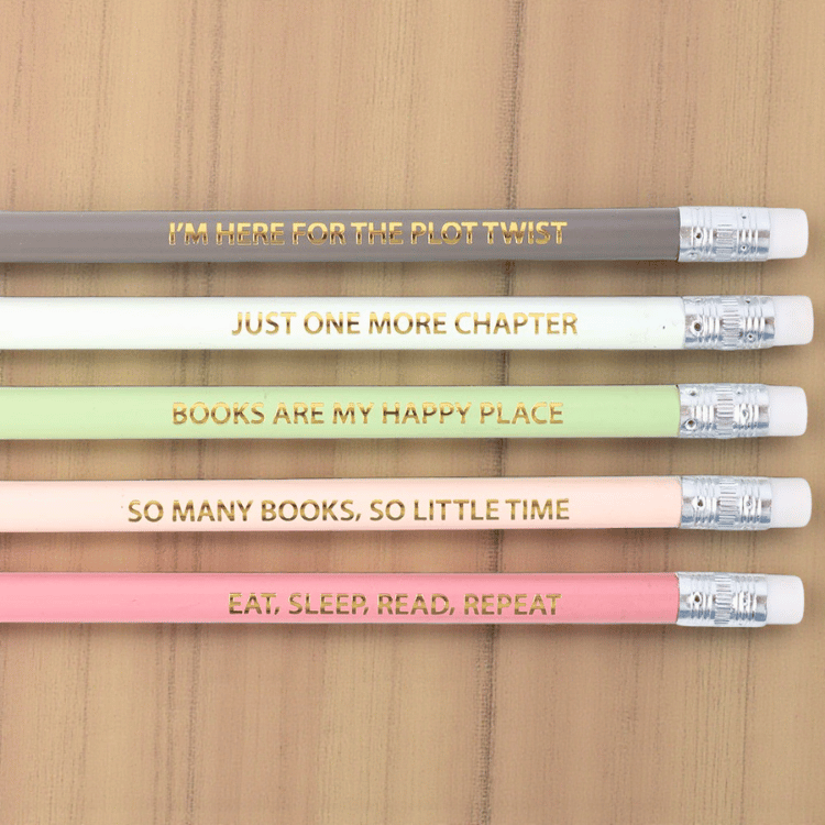 Bleistifte mit Büchersprüchen – 5er Set für Booklover & Leseratten
