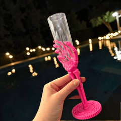 Neon Skelett-Hand Trinkglas – Summerween Sektglas