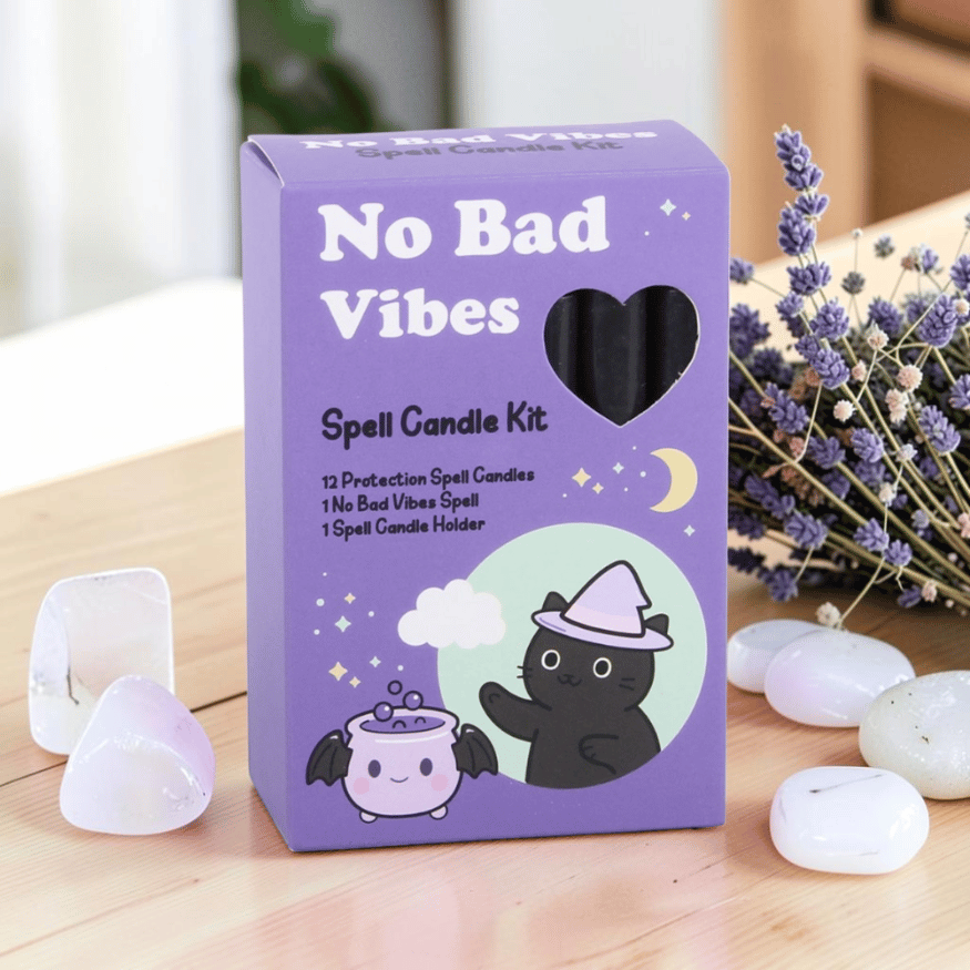 No Bad Vibes Ritualkerzen-Set mit 12 schwarzen Kerzen