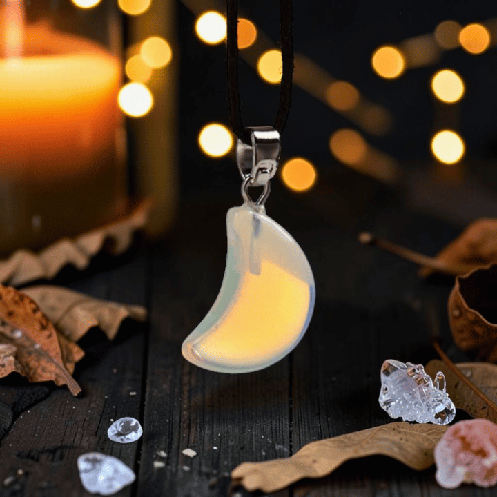 Edelstein-Anhänger Mondform – Naturstein Kette Witchy Schmuck