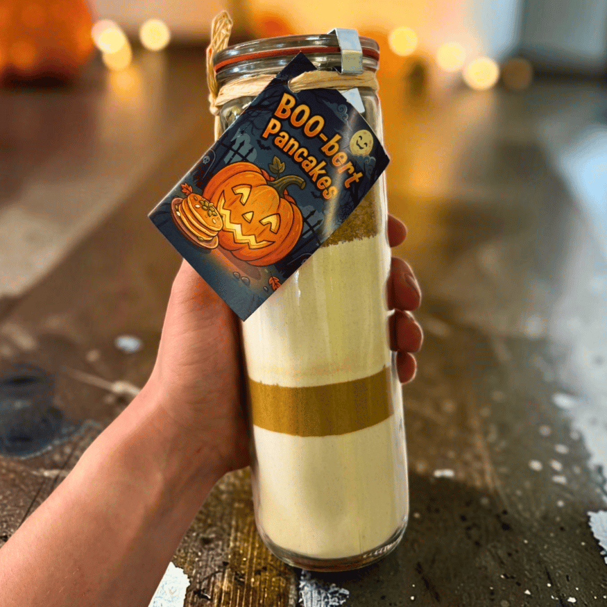 Pumpkin-Spice Pancake-Backmischung mit Kürbiskernen vom Hof