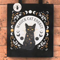 Schwarze Katze Tote Bag – Witchy Stofftasche für Katzenliebhaber