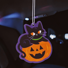 Spooky Auto Lufterfrischer – Gespenst & Katze im Kürbis