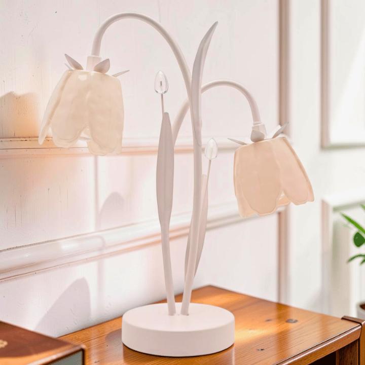 LED Tischlampe Blume – Florale Tischleuchte mit 2 Blüten in Creme