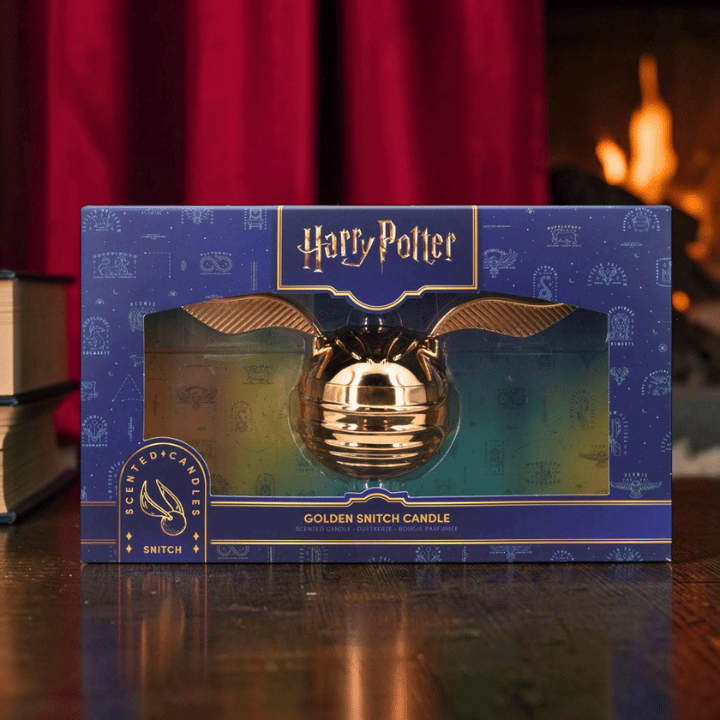 Harry Potter Duftkerze Schnatz – Goldene Kerze mit Sandelholz & Leder
