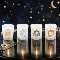 Tarot-Kerzen-Set – 4 Duftkerzen im Vintage-Tarot-Design