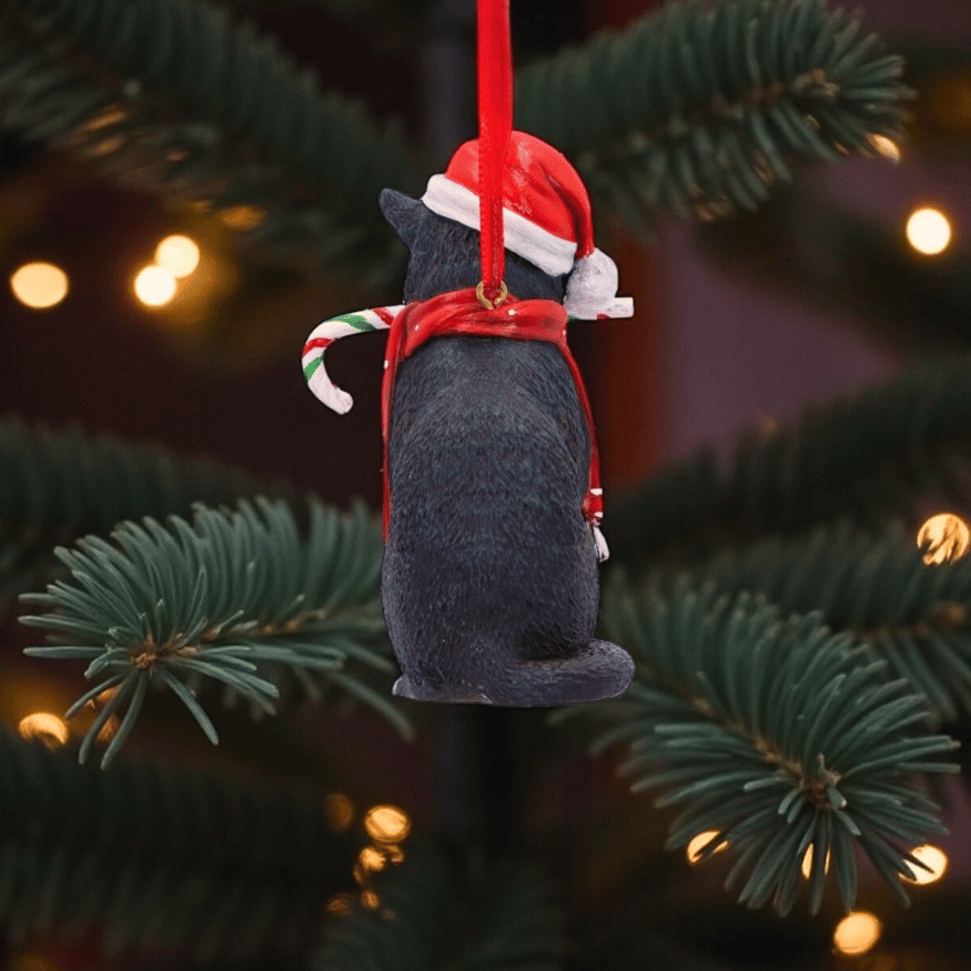Weihnachtsbaum Anhänger für Catlover – Katze mit Zuckerstange von Lisa Parker